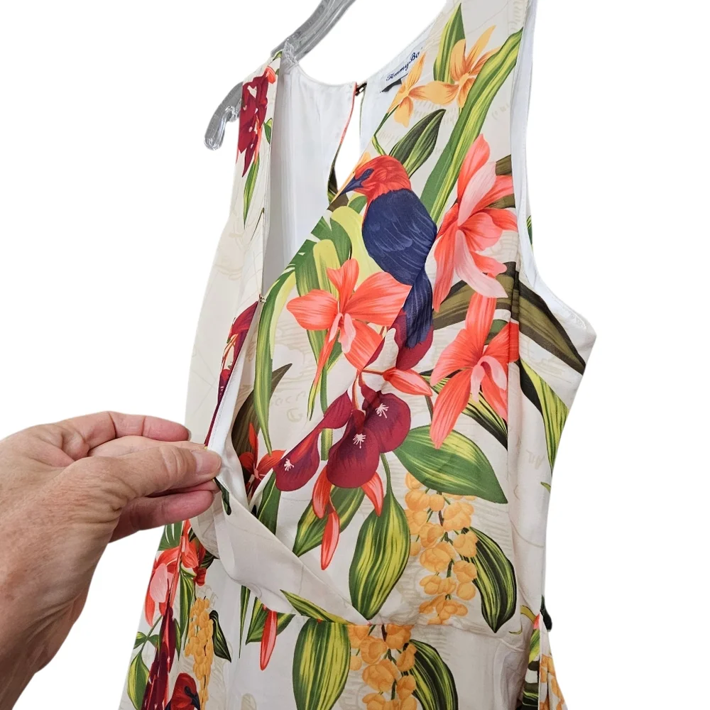 Tommy Bahama Tropical  Nwot V Neck Ruffle Hem Sleeveless Resortwear Mididress_7